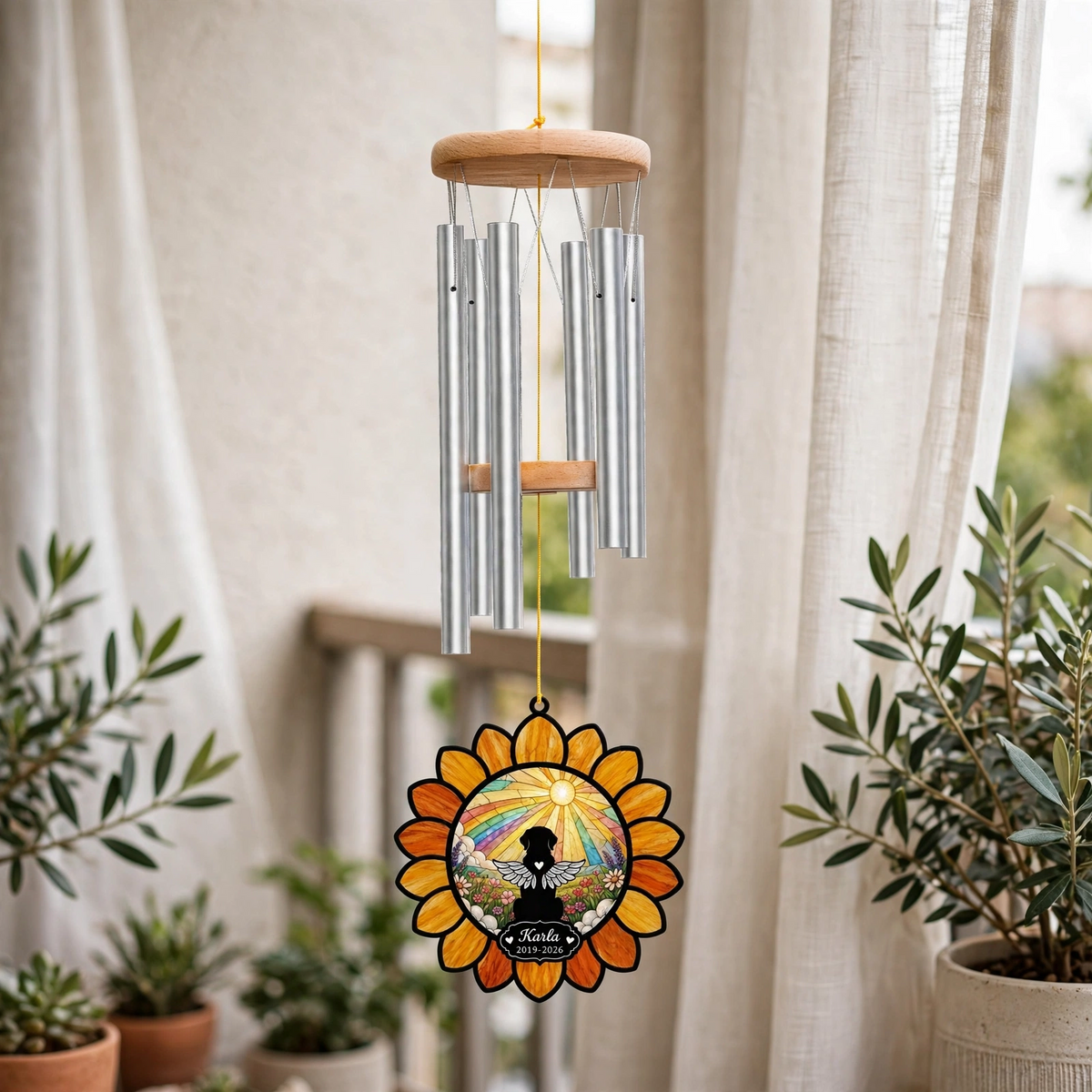 Rainbow Bridge Wind Chime Personalized Dog Sunflower Sunburst