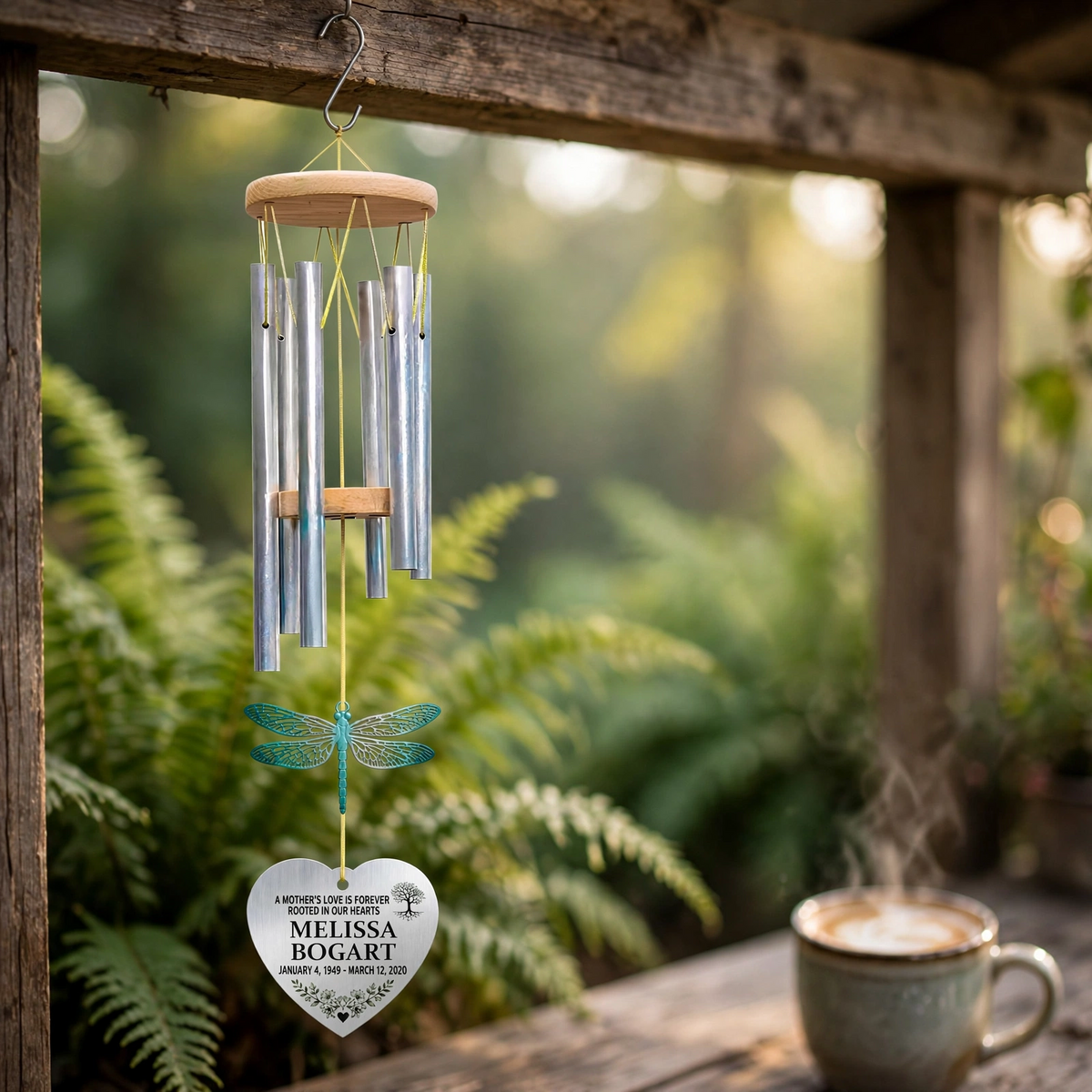 Personalized Memorial Wind Chimes Dragonfly Mother Memorial Gift