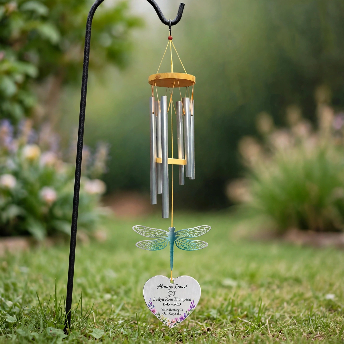Personalized Memorial Wind Chimes Dragonfly Sympathy, In Loving Memory Outdoor Decor