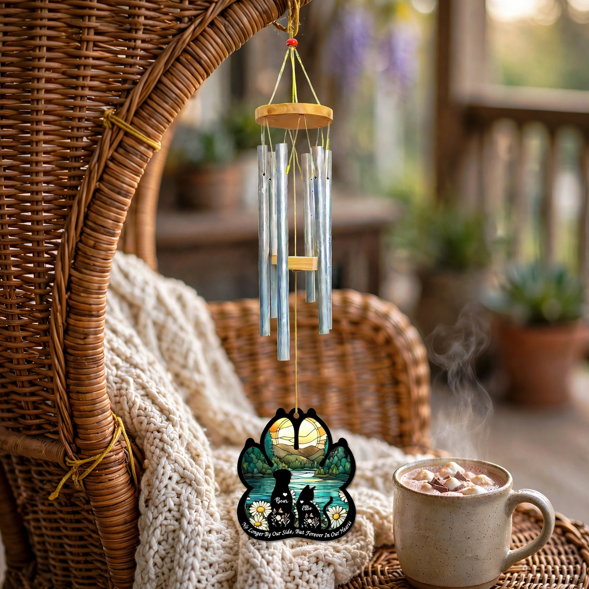 Rainbow Bridge Wind Chime, Personalized Pet Memorial, Dog And Cat Sympathy Gift