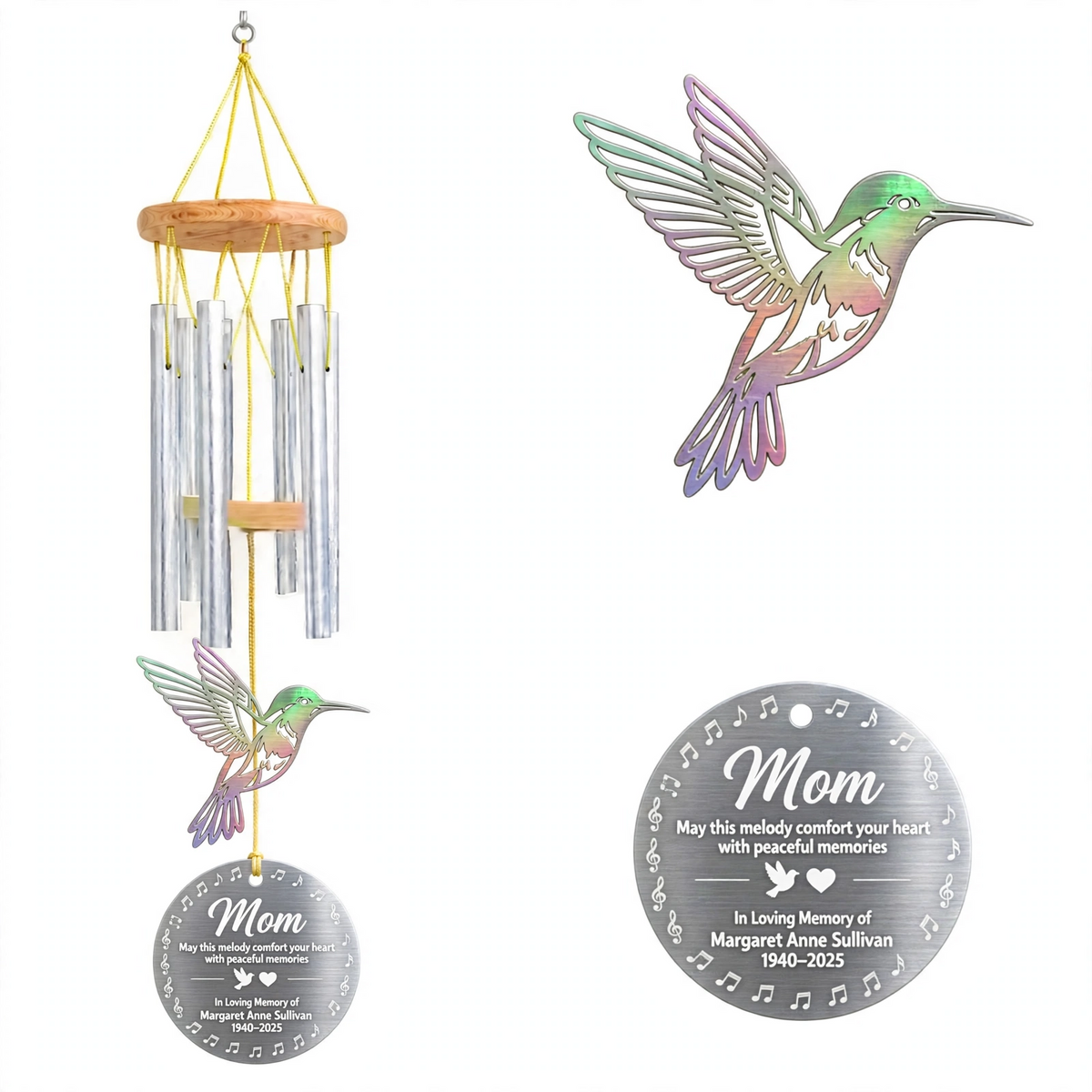 Personalized Memorial Wind Chimes For Loss Of Mother, Sympathy Gift
