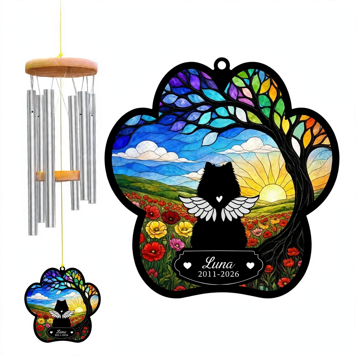 Rainbow Bridge Wind Chime, Custom Dog Memorial Wind Chimes