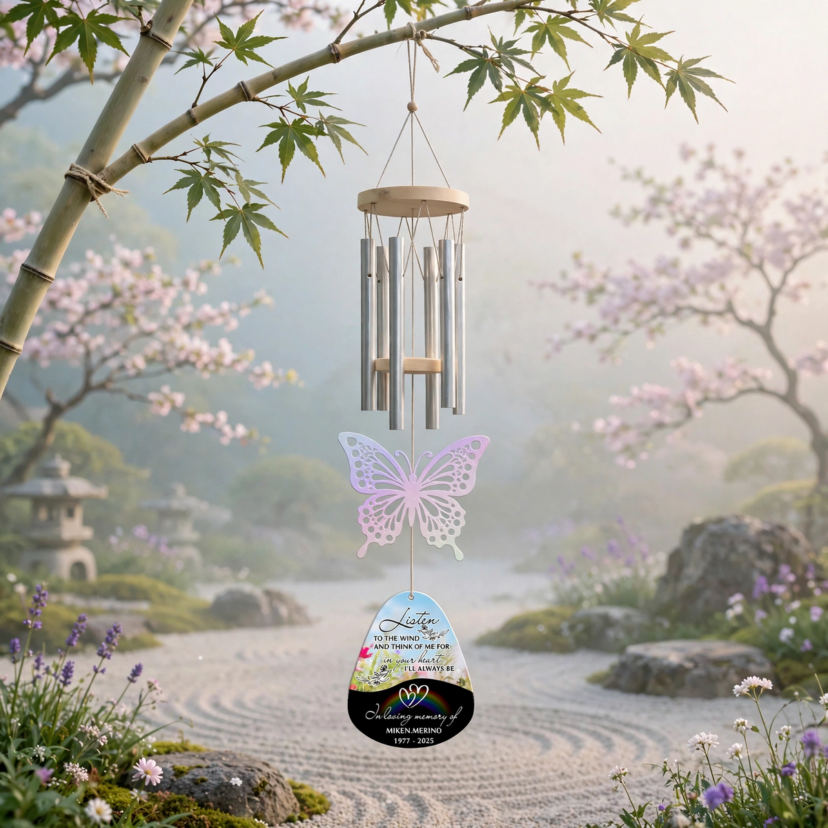 Personalized Memorial Wind Chimes, Butterfly Chime Loss Of Loved One
