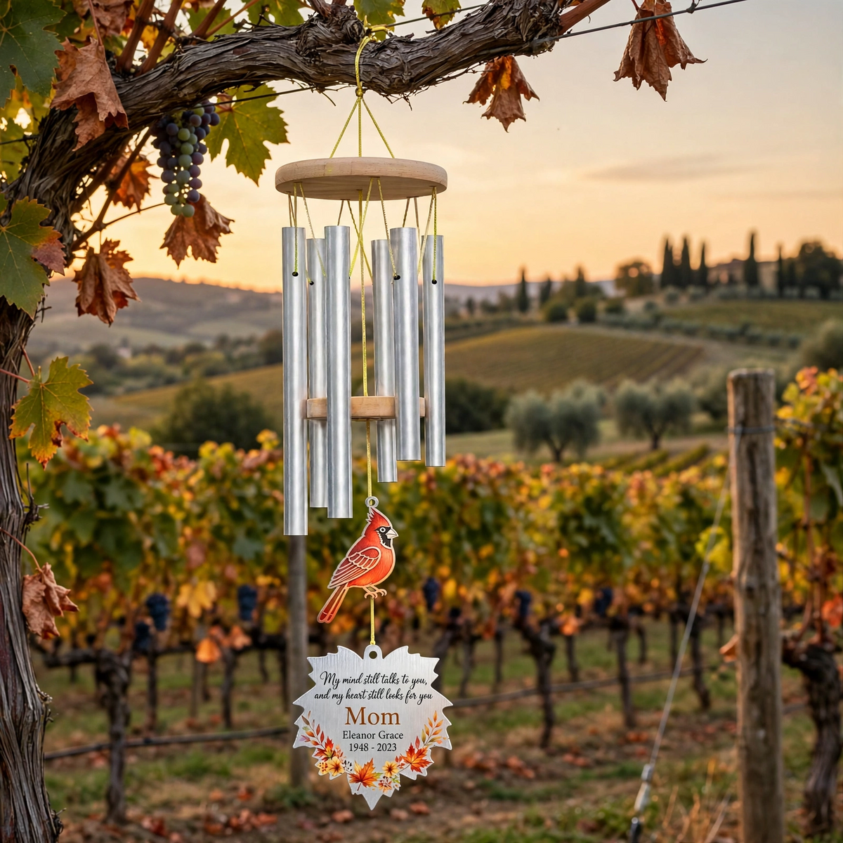 Personalized Memorial Wind Chimes For Loss Of Mother Fall Cardinal