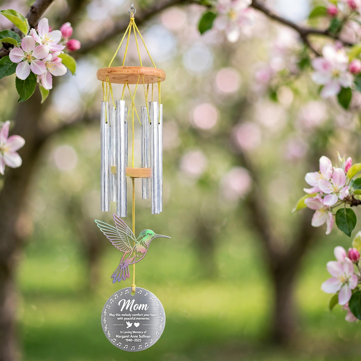 Personalized Memorial Wind Chimes For Loss Of Mother, Sympathy Gift