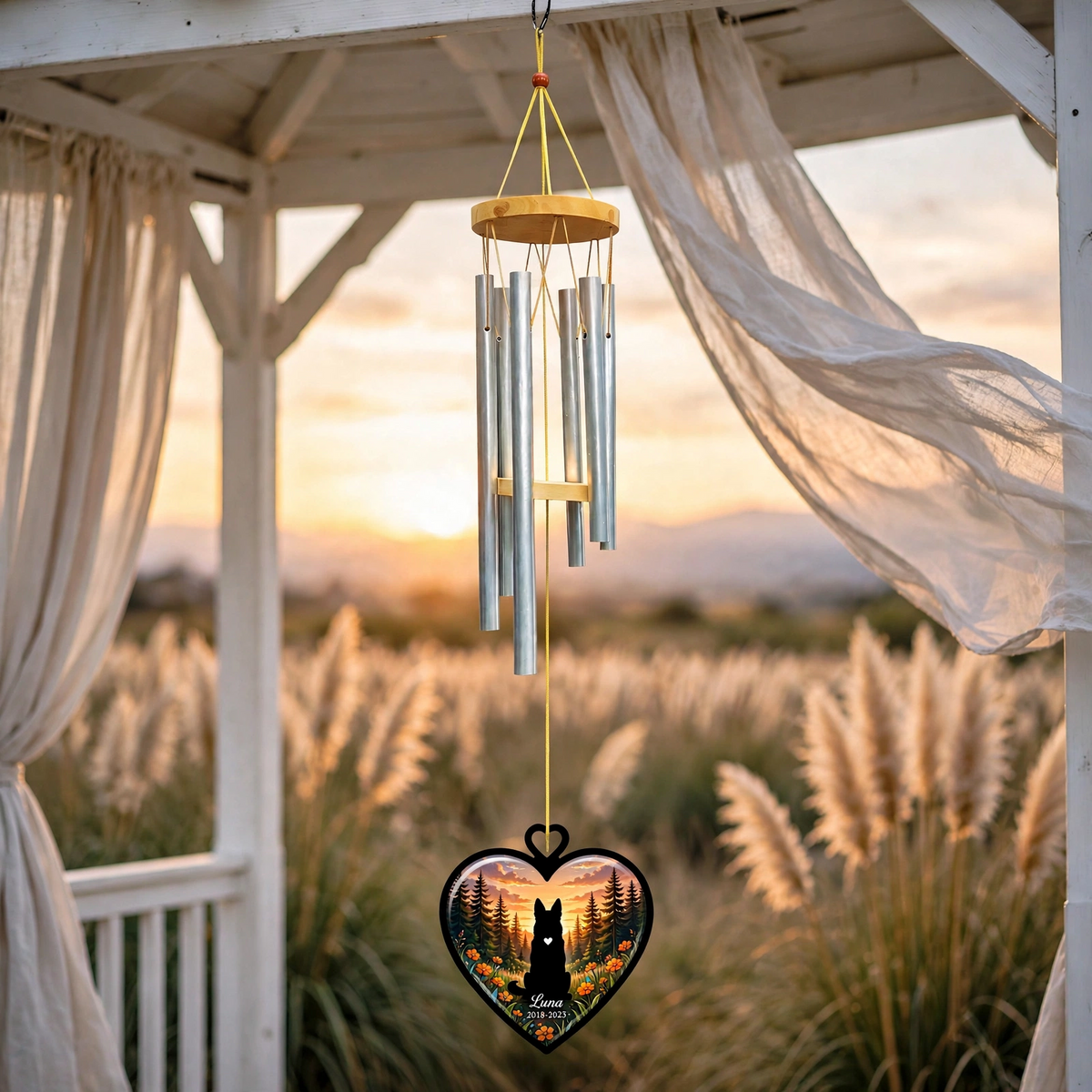 Personalized Rainbow Bridge Wind Chime, Dog Memorial Gift, Custom Dog Loss Gift
