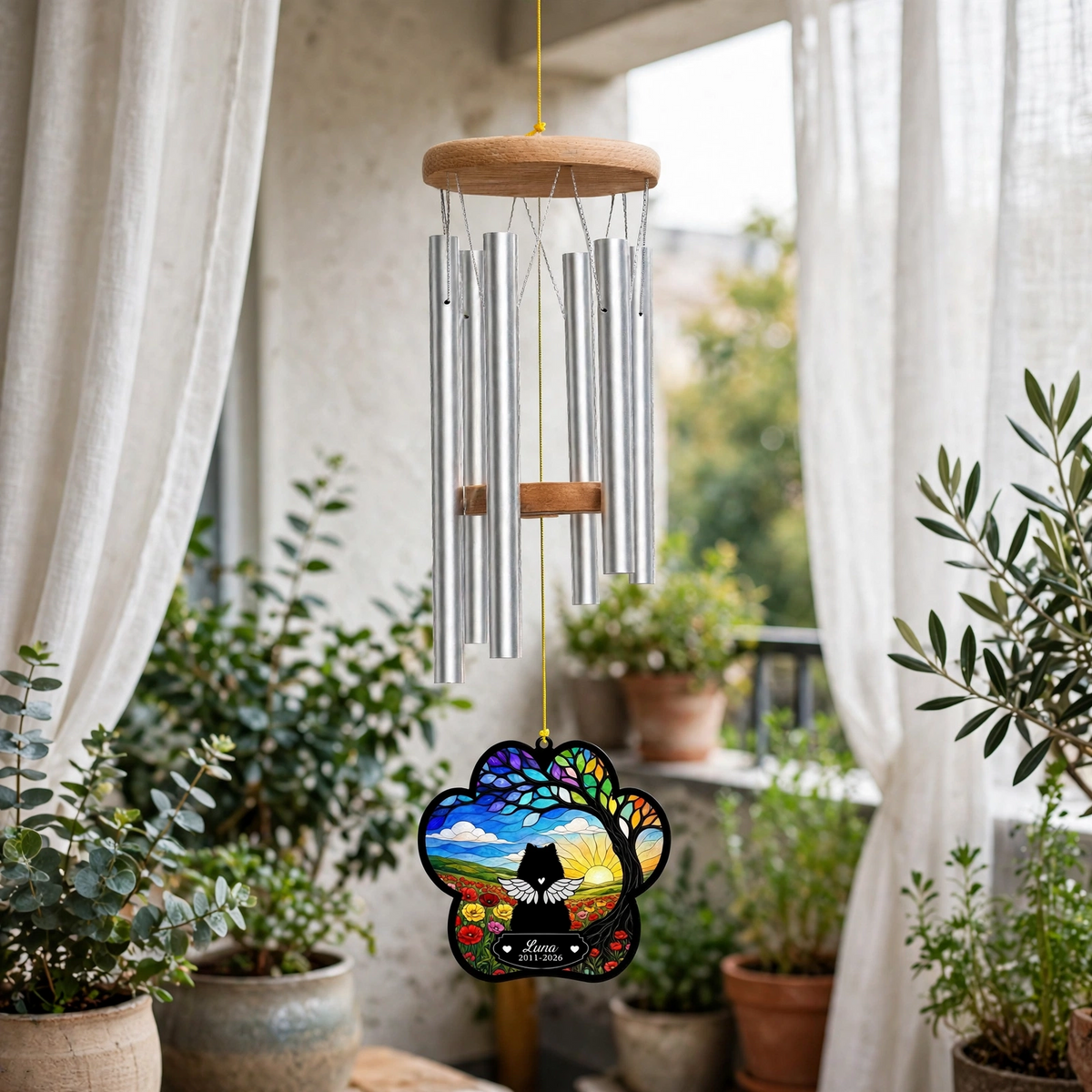 Rainbow Bridge Wind Chime, Custom Dog Memorial Wind Chimes