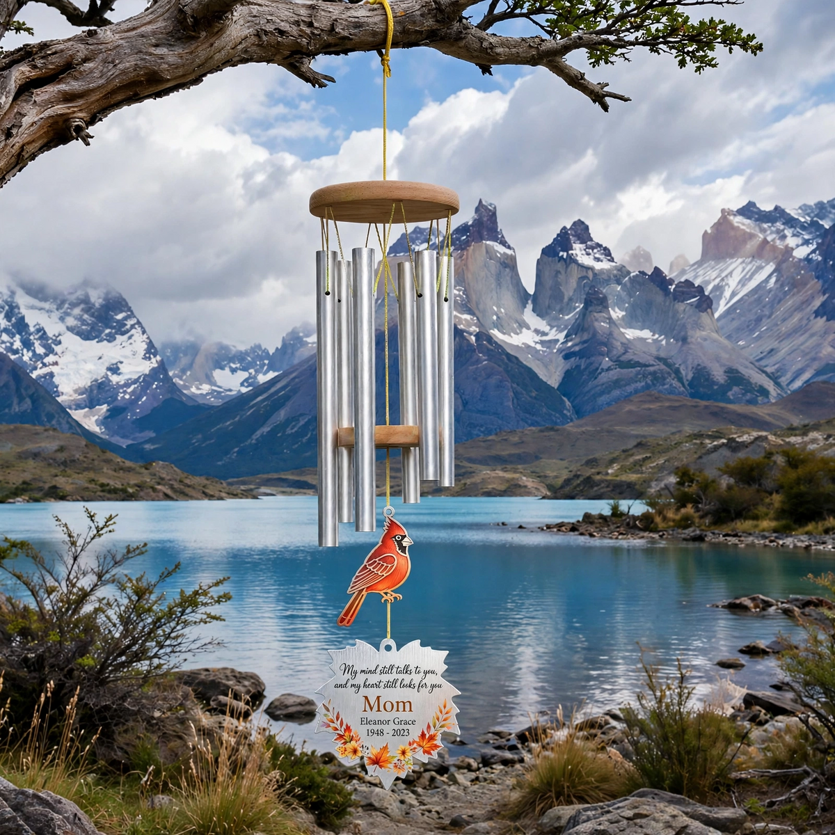 Personalized Memorial Wind Chimes For Loss Of Mother Fall Cardinal