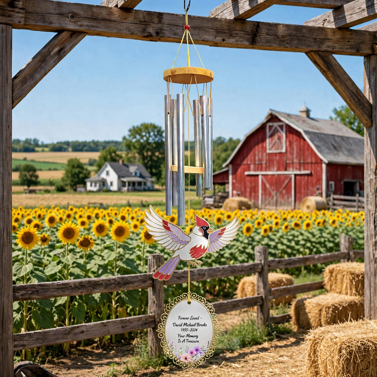Cardinal Memorial Wind Chimes Custom Garden Chime Forever Loved