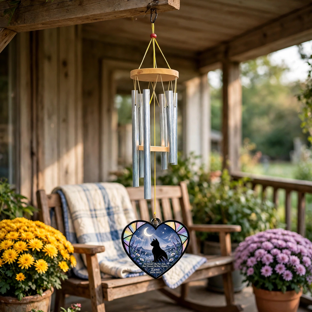 Rainbow Bridge Wind Chime, Dog Memorial Gift, Cat Moon Memorial Wind Chime